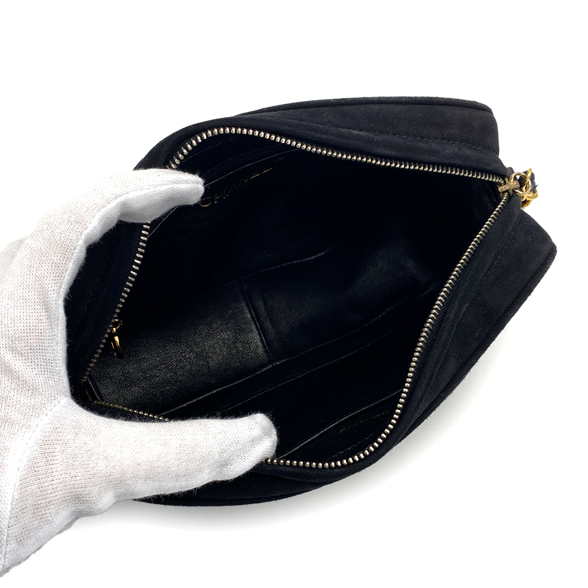 VINTAGE CHANEL MATELASSE CHAIN SHOULDER BAG BLACK SUEDE FRINGE GOLD HARDWARE 90314323