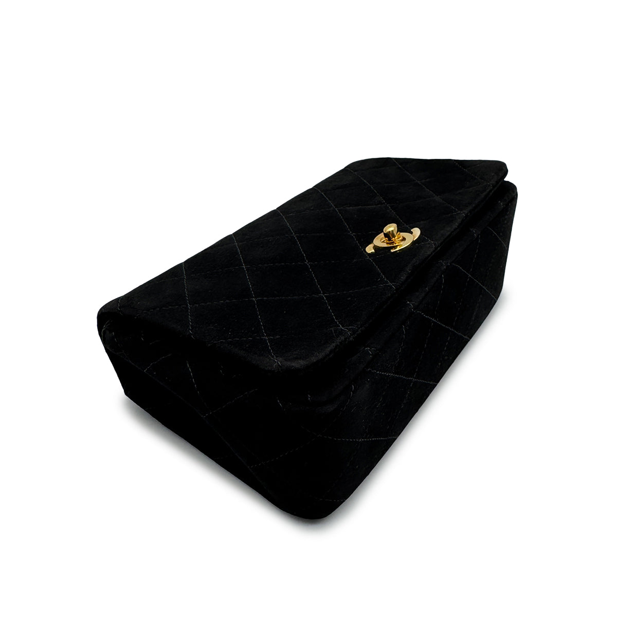 VINTAGE CHANEL MATELASSE CHAIN SHOULDER BAG BLACK SUEDE GOLD HARDWARE 90318520