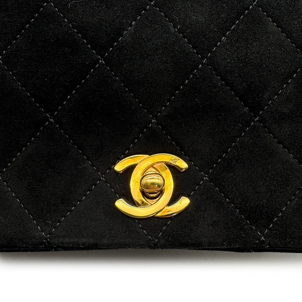 VINTAGE CHANEL MATELASSE CHAIN SHOULDER BAG BLACK SUEDE GOLD HARDWARE 90318520