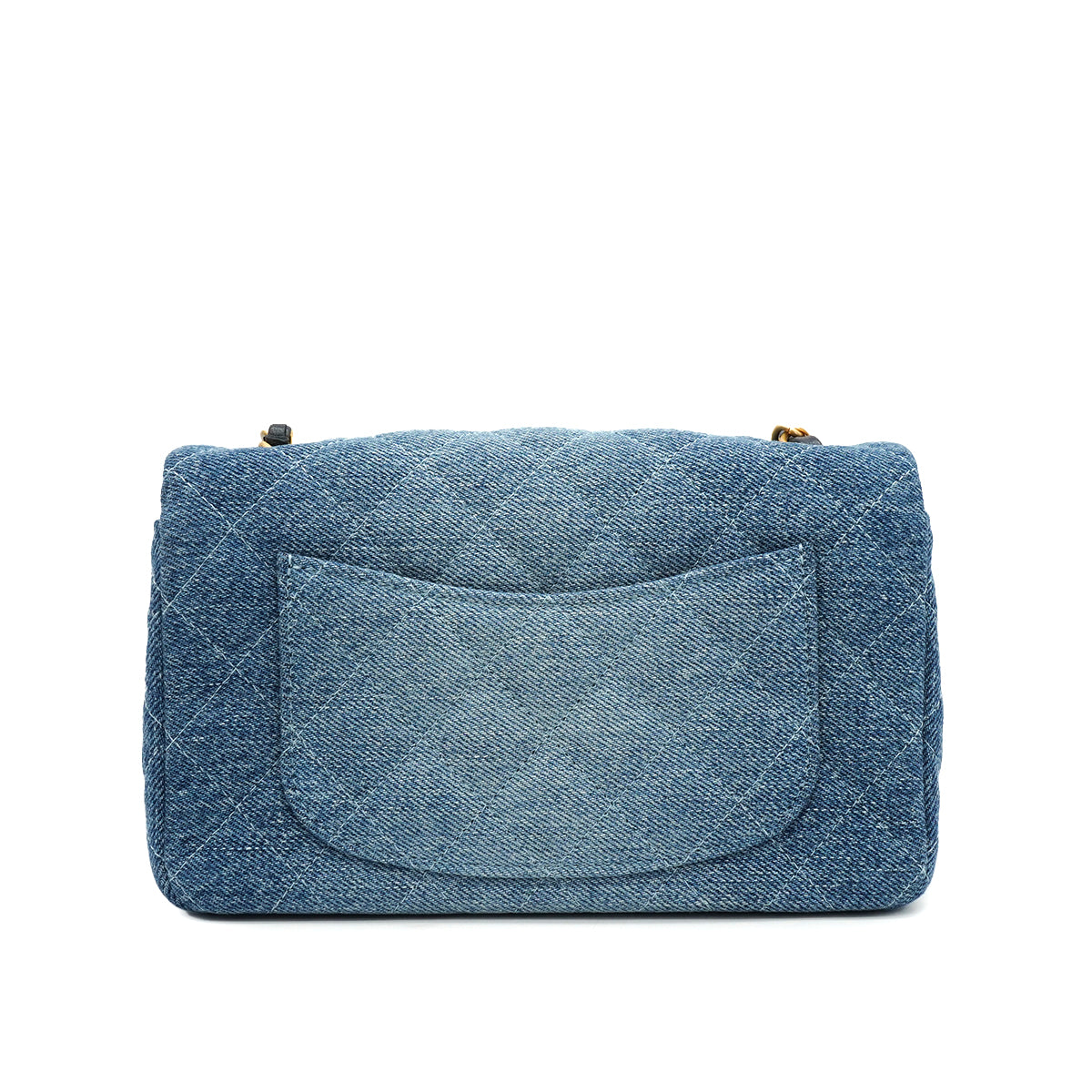 CHANEL MINI MATELASSE CHAIN SHOULDER BAG BLUE DENIM LAMB SKIN GOLD HARDWARE 90343616