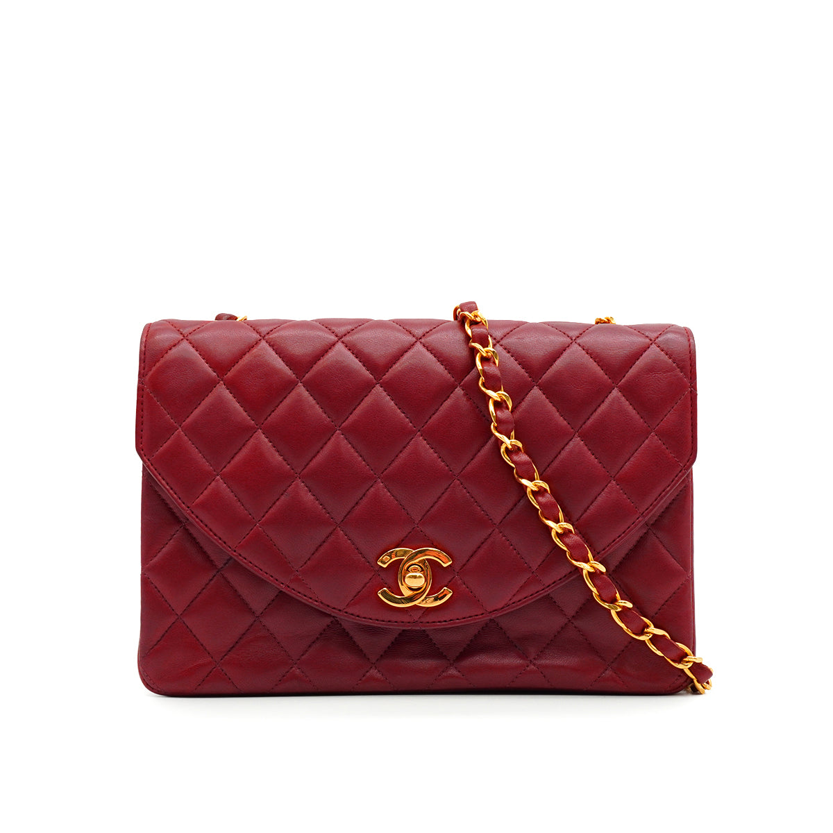 VINTAGE CHANEL MATELASSE CHAIN SHOULDER BAG BORDEAUX LAMB SKIN GOLD HARDWARE  90338306