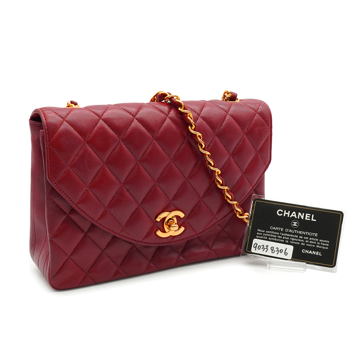 VINTAGE CHANEL MATELASSE CHAIN SHOULDER BAG BORDEAUX LAMB SKIN GOLD HARDWARE  90338306