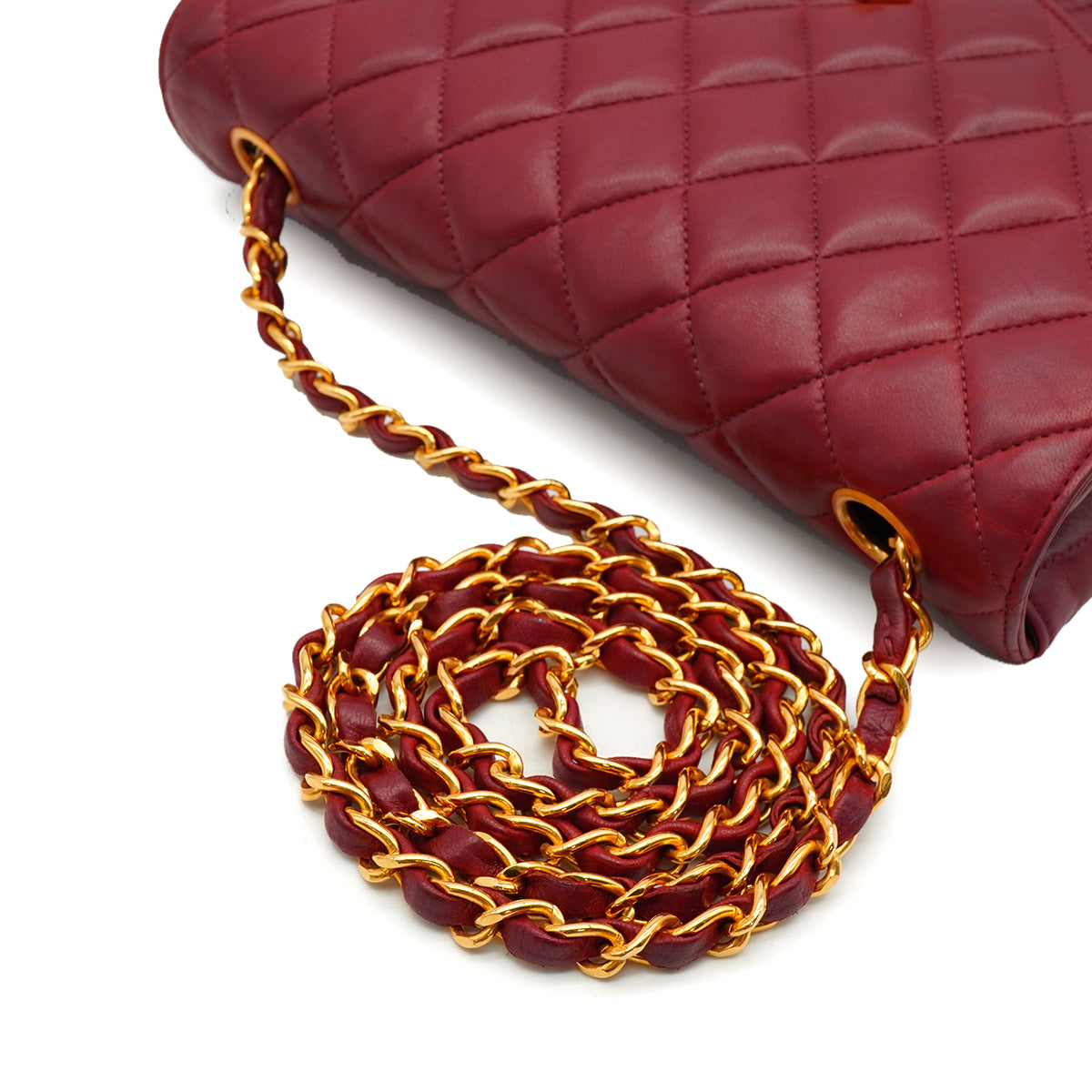 VINTAGE CHANEL MATELASSE CHAIN SHOULDER BAG BORDEAUX LAMB SKIN GOLD HARDWARE  90338306