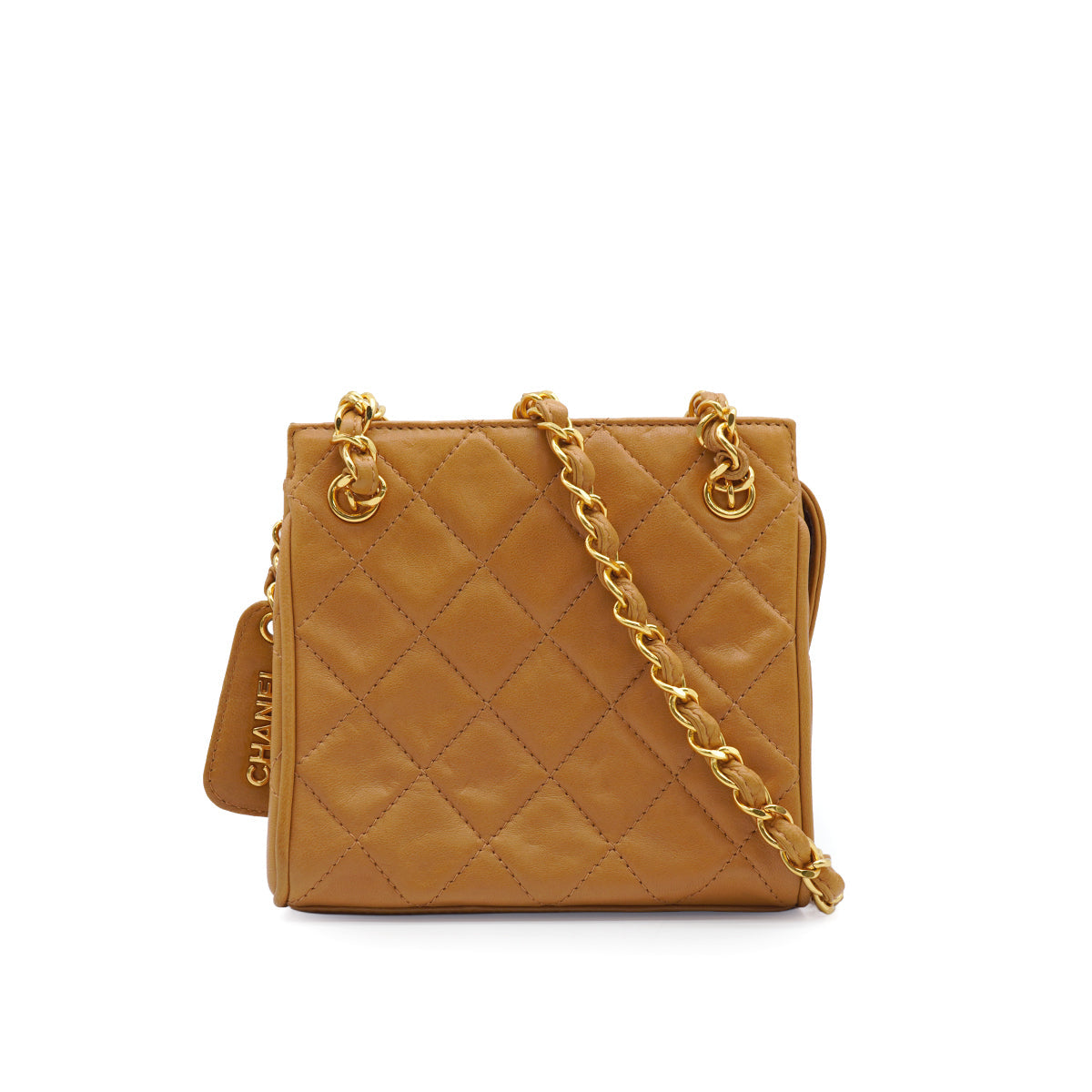 VINTAGE CHANEL MATELASSE CHAIN SHOULDER BAG BROWN LAMB SKIN GOLD HARDWARE 90340143