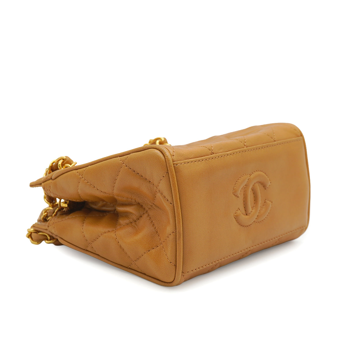 VINTAGE CHANEL MATELASSE CHAIN SHOULDER BAG BROWN LAMB SKIN GOLD HARDWARE 90340143
