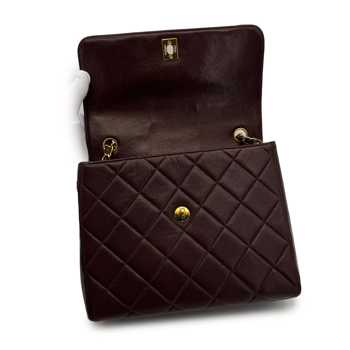 VINTAGE CHANEL MATELASSE CHAIN SHOULDER BAG BROWN LAMB SKIN GOLD HARDWARE 90314779