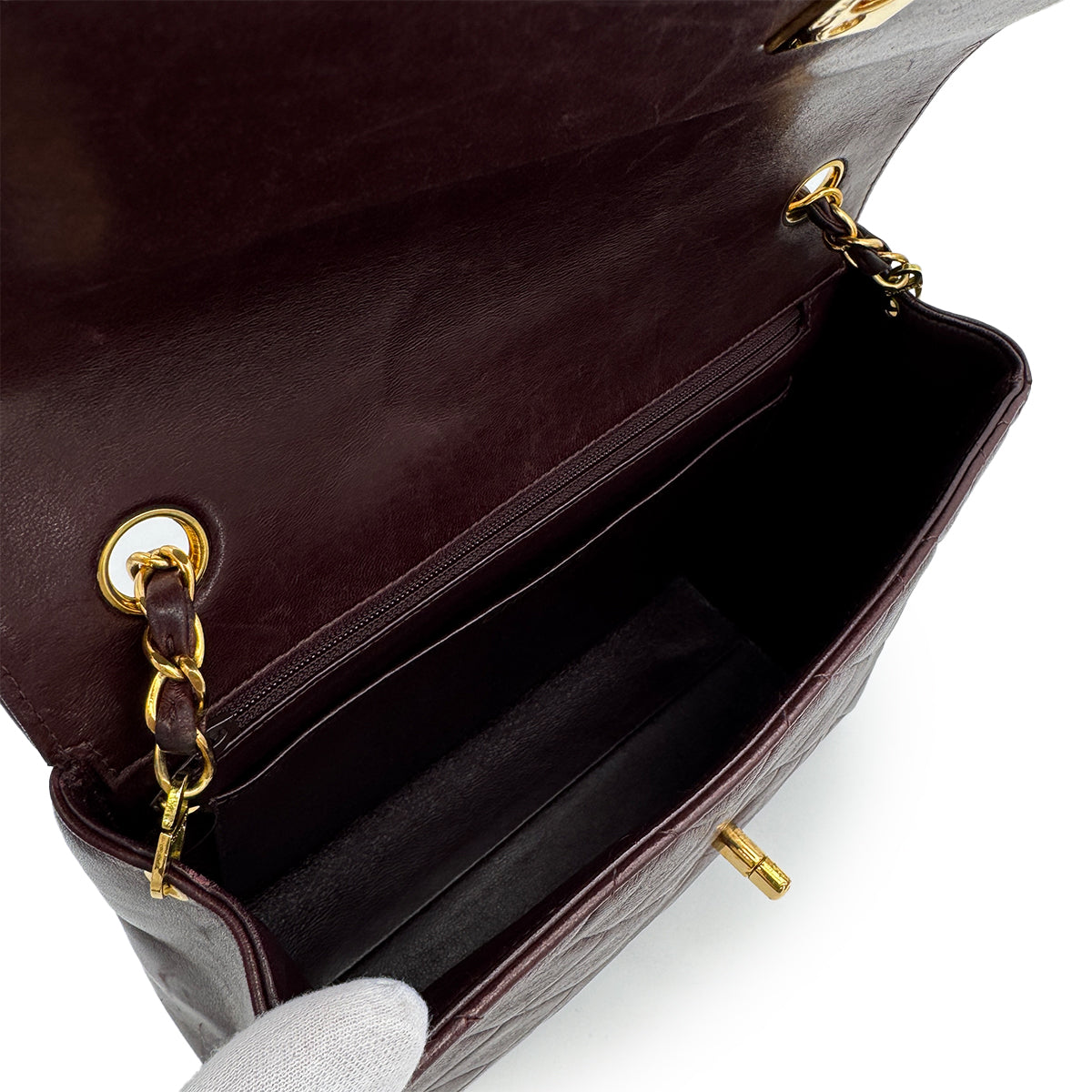 VINTAGE CHANEL MATELASSE CHAIN SHOULDER BAG BROWN LAMB SKIN GOLD HARDWARE 90314779