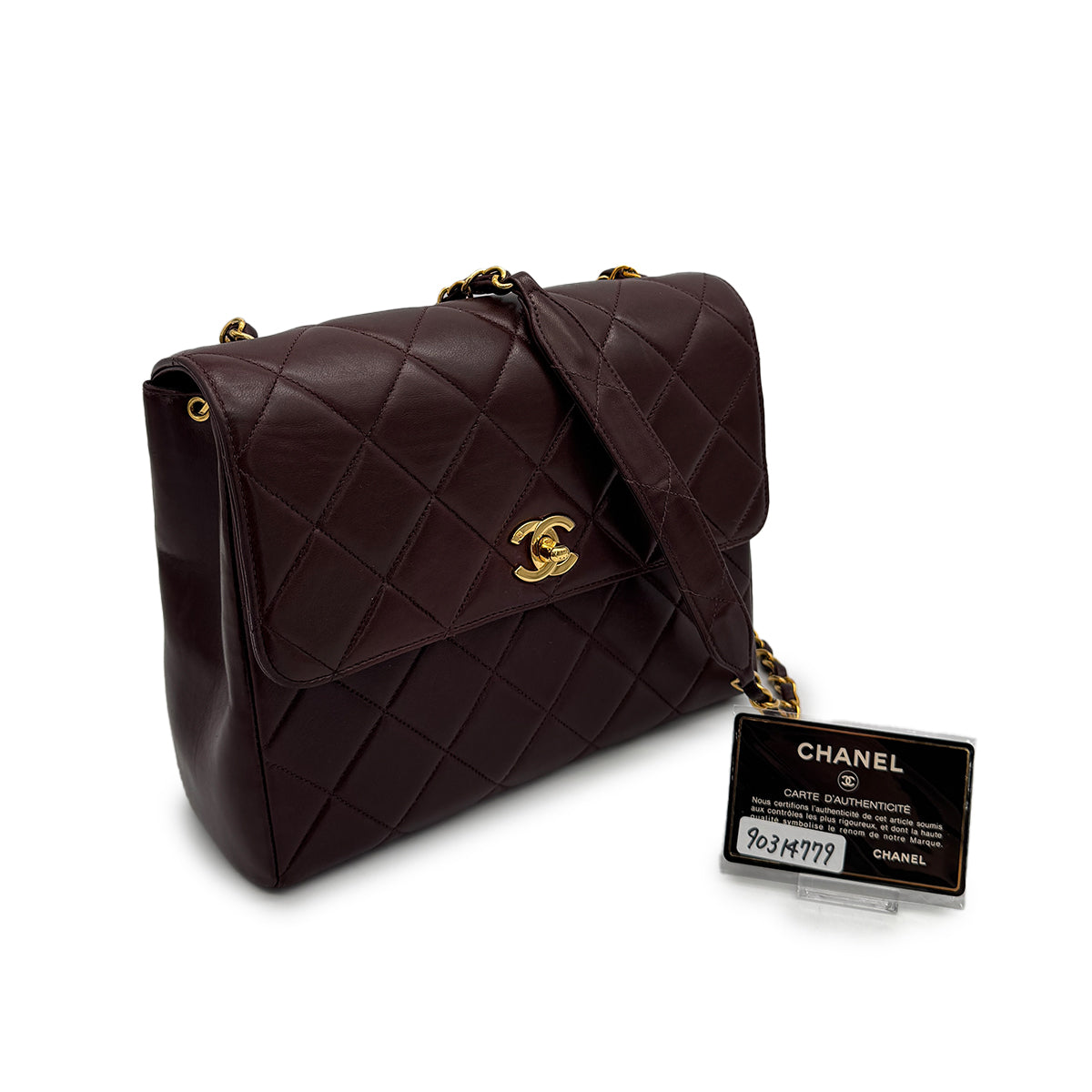 VINTAGE CHANEL MATELASSE CHAIN SHOULDER BAG BROWN LAMB SKIN GOLD HARDWARE 90314779