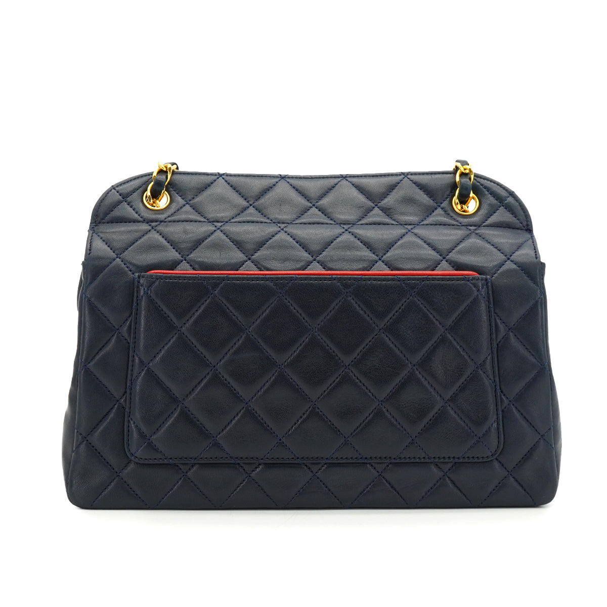VINTAGE CHANEL MATELASSE CHAIN SHOULDER BAG NAVY LAMB SKIN GOLD HARDWARE 90340509