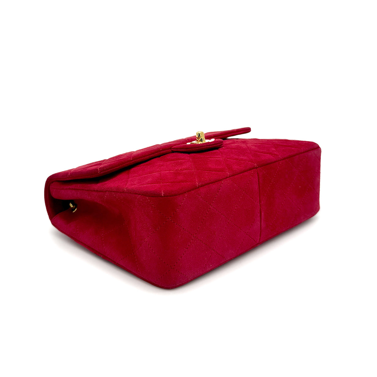 VINTAGE CHANEL MINI MATELASSE CHAIN SHOULDER BAG RED SUEDE GOLD HARDWARE 90319683