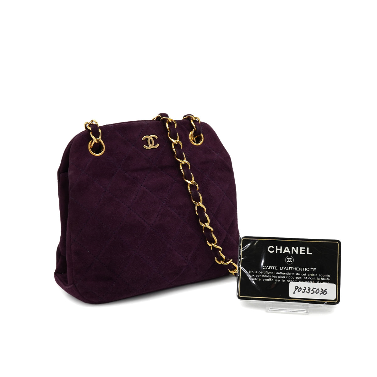 VINTAGE CHANEL MATELASSE CHAIN SHOULDER BAG PURPLE SUEDE GOLD HARDWARE 90335036