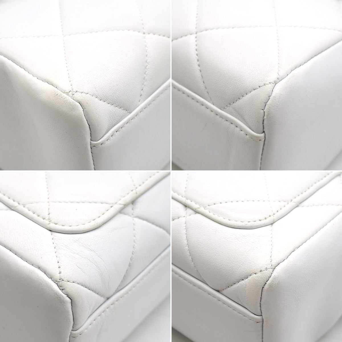 VINTAGE CHANEL MATELASSE CHAIN SHOULDER BAG WHITE LAMB SKIN GOLD HARDWARE 90346872