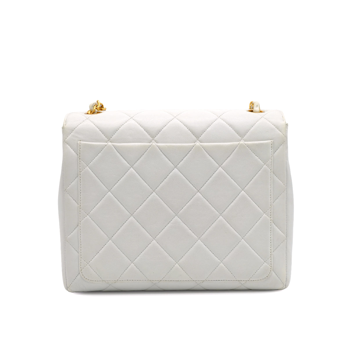 VINTAGE CHANEL MATELASSE CHAIN SHOULDER BAG WHITE LAMB SKIN GOLD HARDWARE 90346872