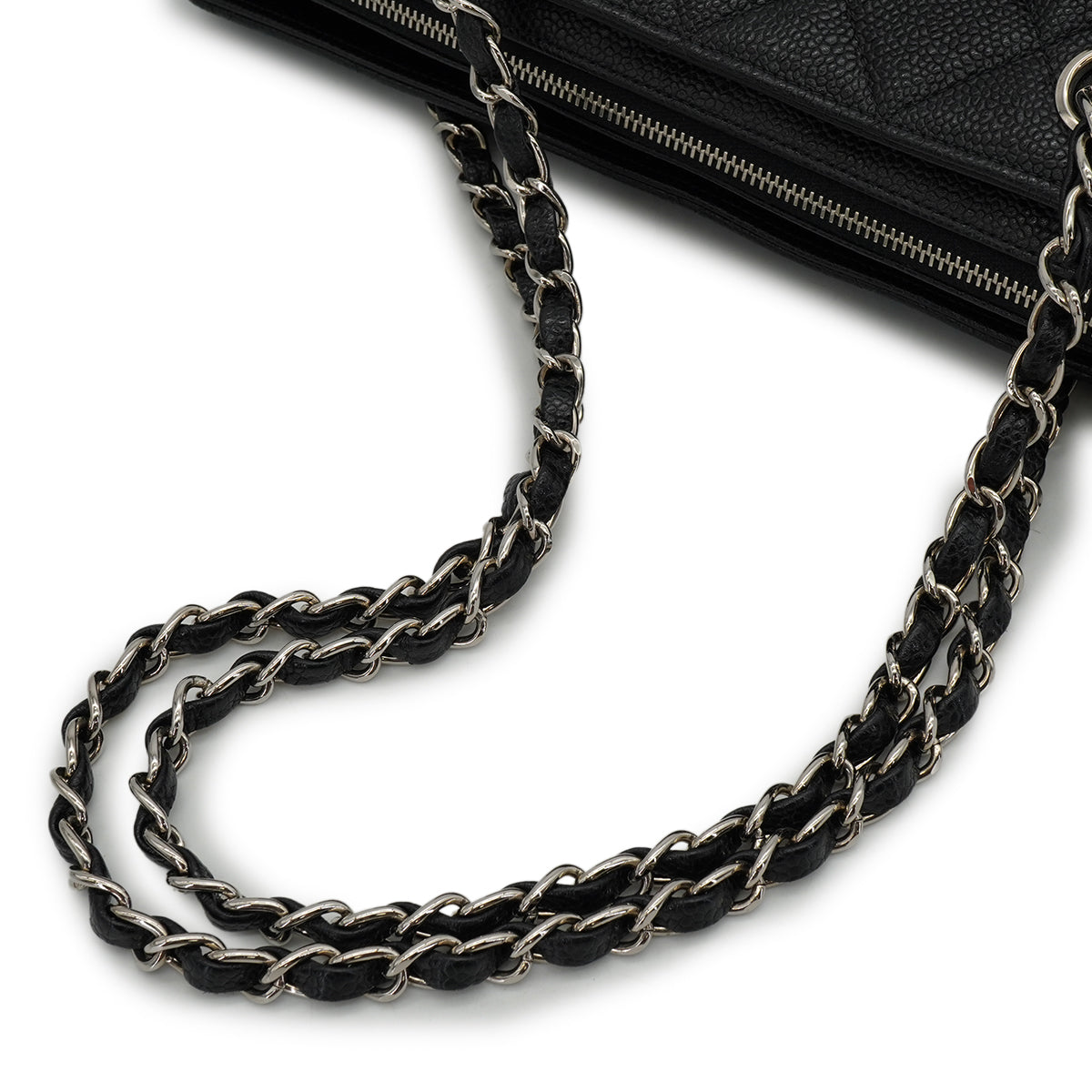 VINTAGE CHANEL COCOMARK MATELASSE CHAIN TOTE BAG BLACK CAVIAR SKIN SILVER HARDWARE 90339972