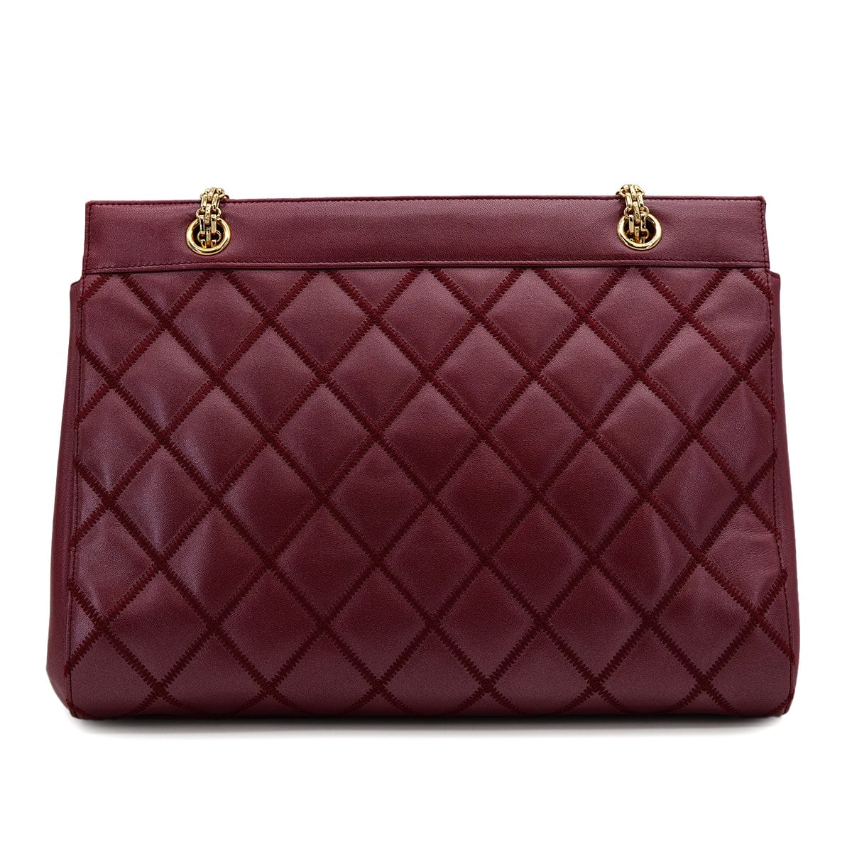 VINTAGE CHANEL MATELASSE CHAIN TOTE BAG BORDEAUX LEATHER GOLD HARDWARE 90319951