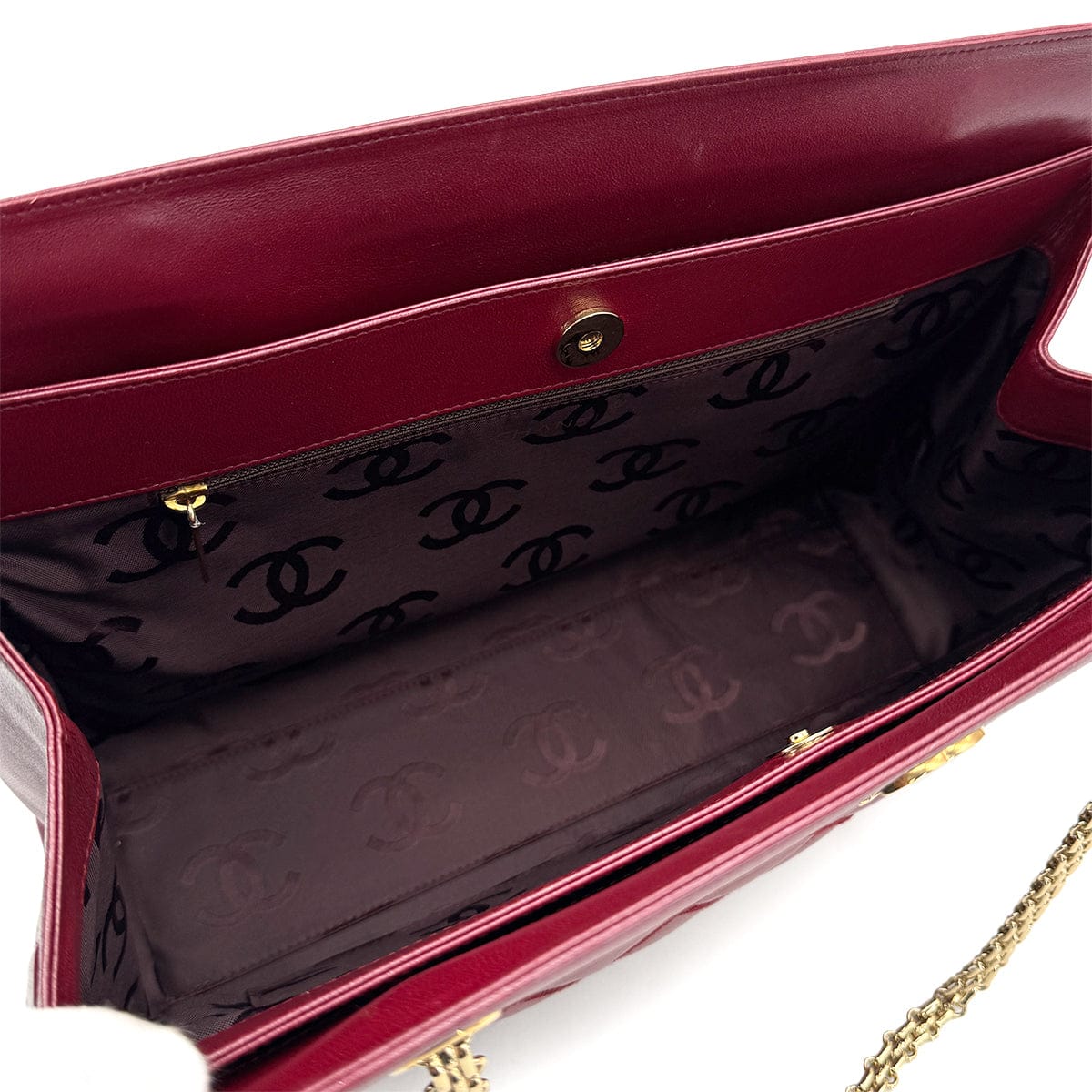 VINTAGE CHANEL MATELASSE CHAIN TOTE BAG BORDEAUX LEATHER GOLD HARDWARE 90319951