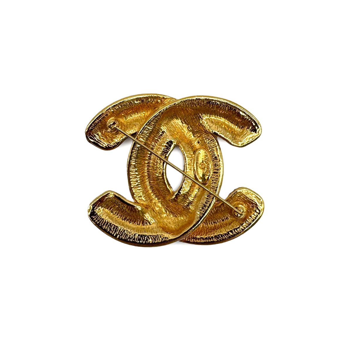 VINTAGE CHANEL MATELASSE COCOMARK BROOCH GOLD ACCESSORY 90318637