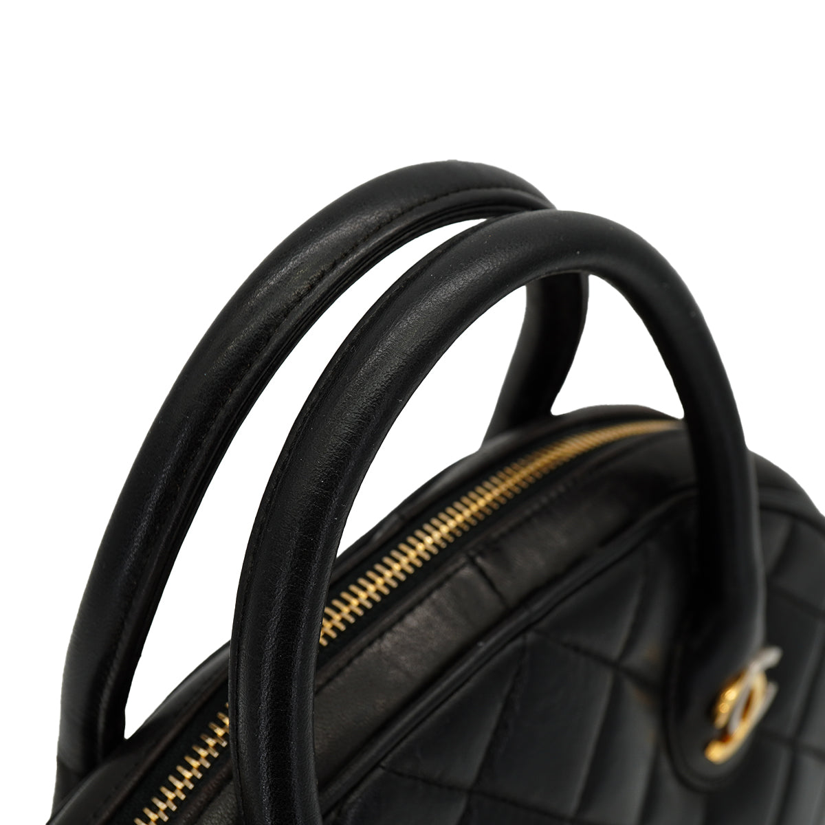 VINTAGE CHANEL PARIS LIMITED MATELASSE COCOMARK HAND BAG BLACK LAMB SKIN GOLD HARDWARE 90327293