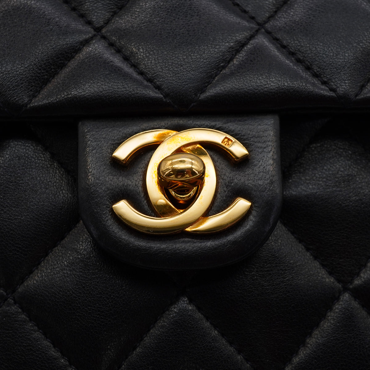 VINTAGE CHANEL MATELASSE COCOMARK CHAIN SHOULDER BAG BLACK LAMB SKIN GOLD HARDWARE 90346664