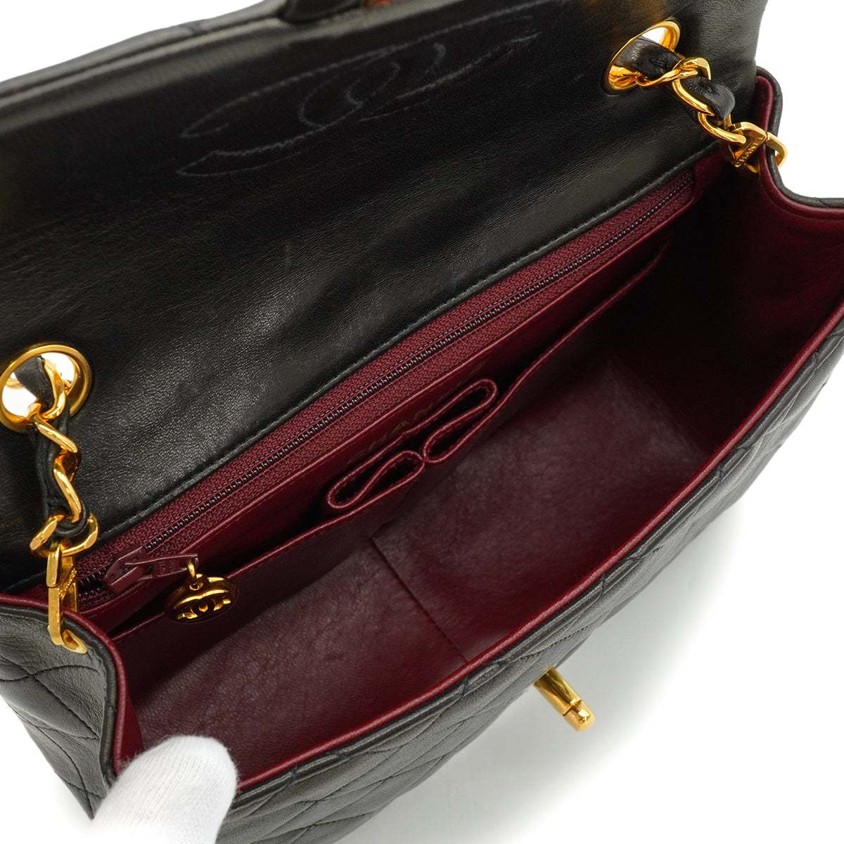 VINTAGE CHANEL MATELASSE COCOMARK CHAIN SHOULDER BAG BLACK LAMB SKIN GOLD HARDWARE 90346664