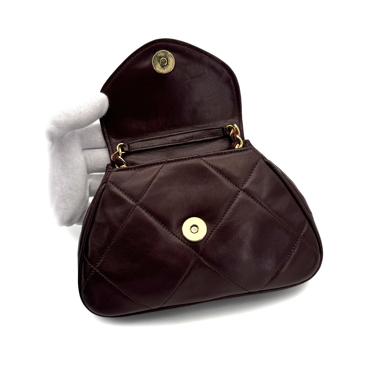 VINTAGE CHANEL MATELASSE COCOMARK CHAIN SHOULDER BAG BROWN LAMB SKIN GOLD HARDWARE 90324287