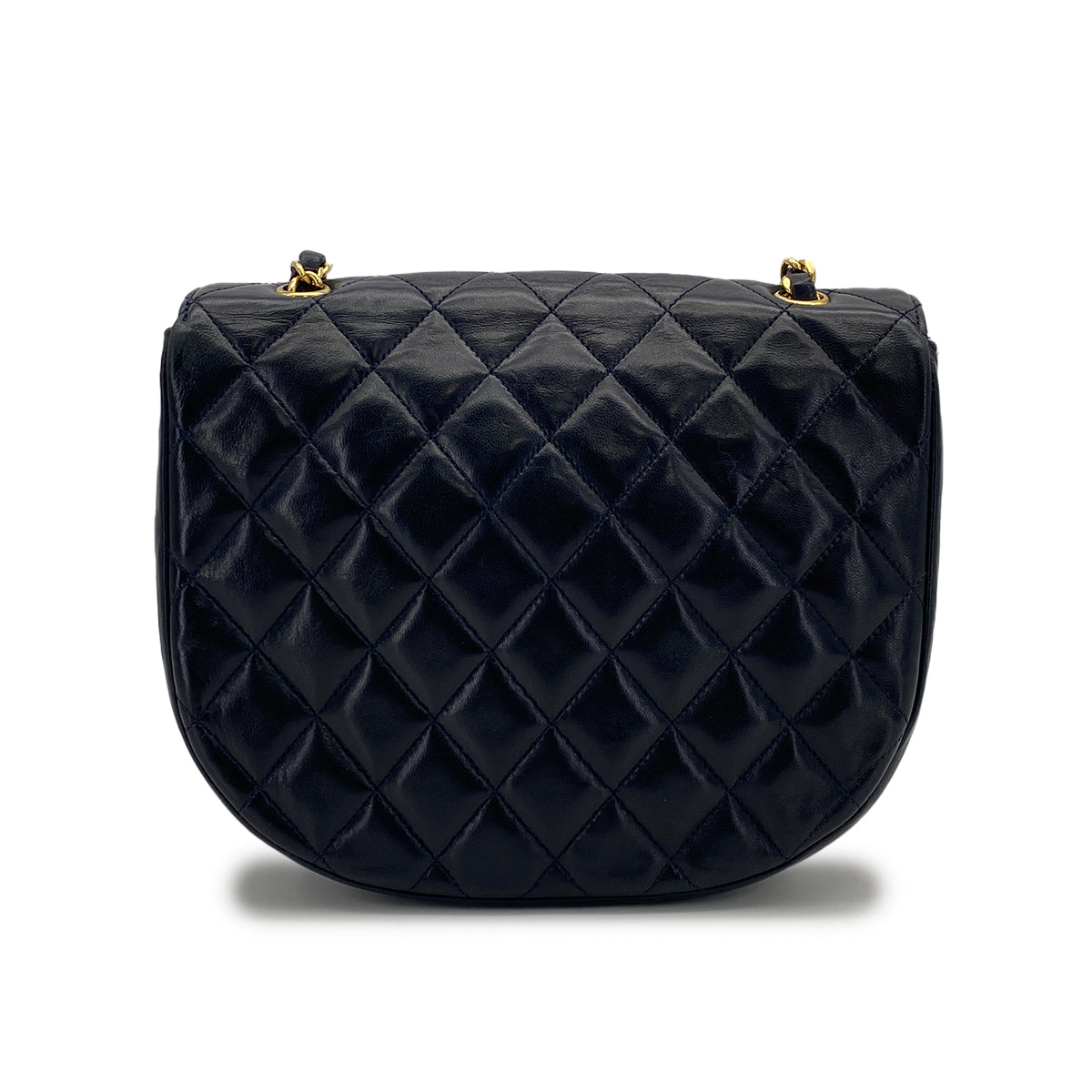 VINTAGE CHANEL MATELASSE COCOMARK CHAIN SHOULDER BAG NAVY LAMB SKIN GOLD HARDWARE 90308206
