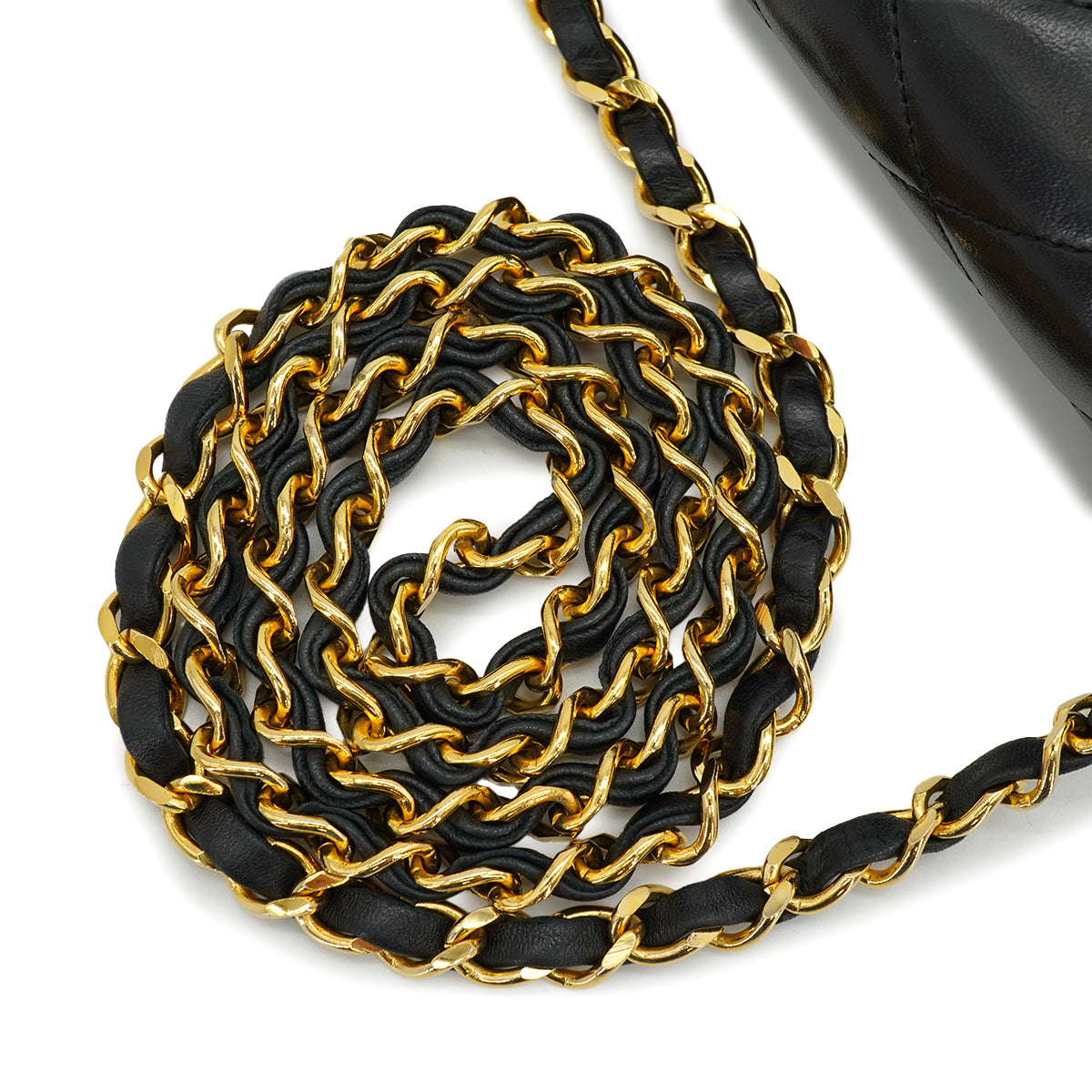 VINTAGE CHANEL MATELASSE COCOMARK RHINESTONE CHAIN SHOULDER BAG BLACK LAMB SKIN GOLD HARDWARE 90326726