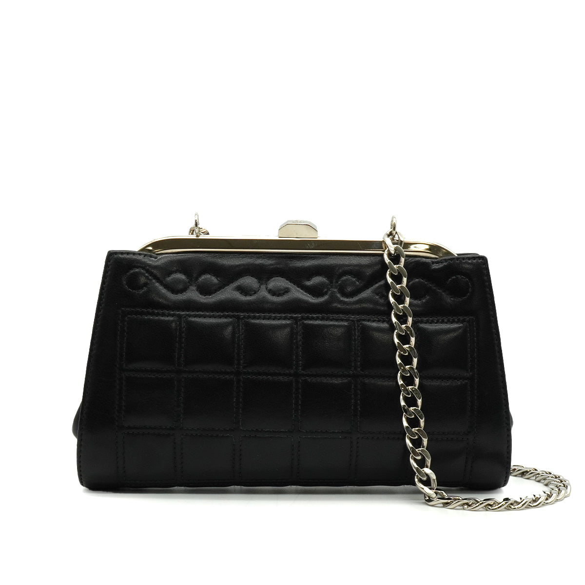 VINTAGE CHANEL MATELASSE COCOMARK RHINESTONE CHAIN SHOULDER BAG BLACK LAMB SKIN SILVER HARDWARE 90339834