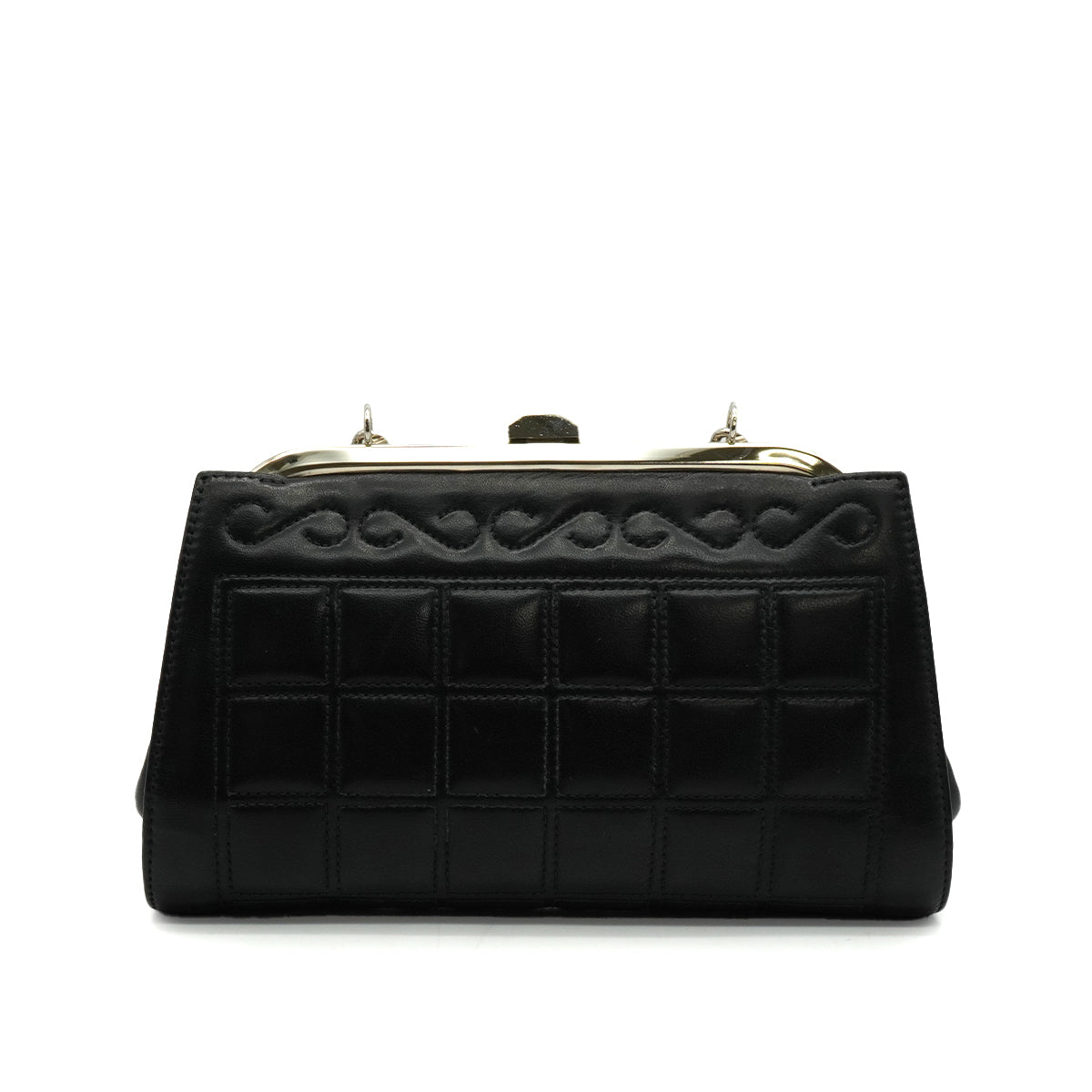 VINTAGE CHANEL MATELASSE COCOMARK RHINESTONE CHAIN SHOULDER BAG BLACK LAMB SKIN SILVER HARDWARE 90339834