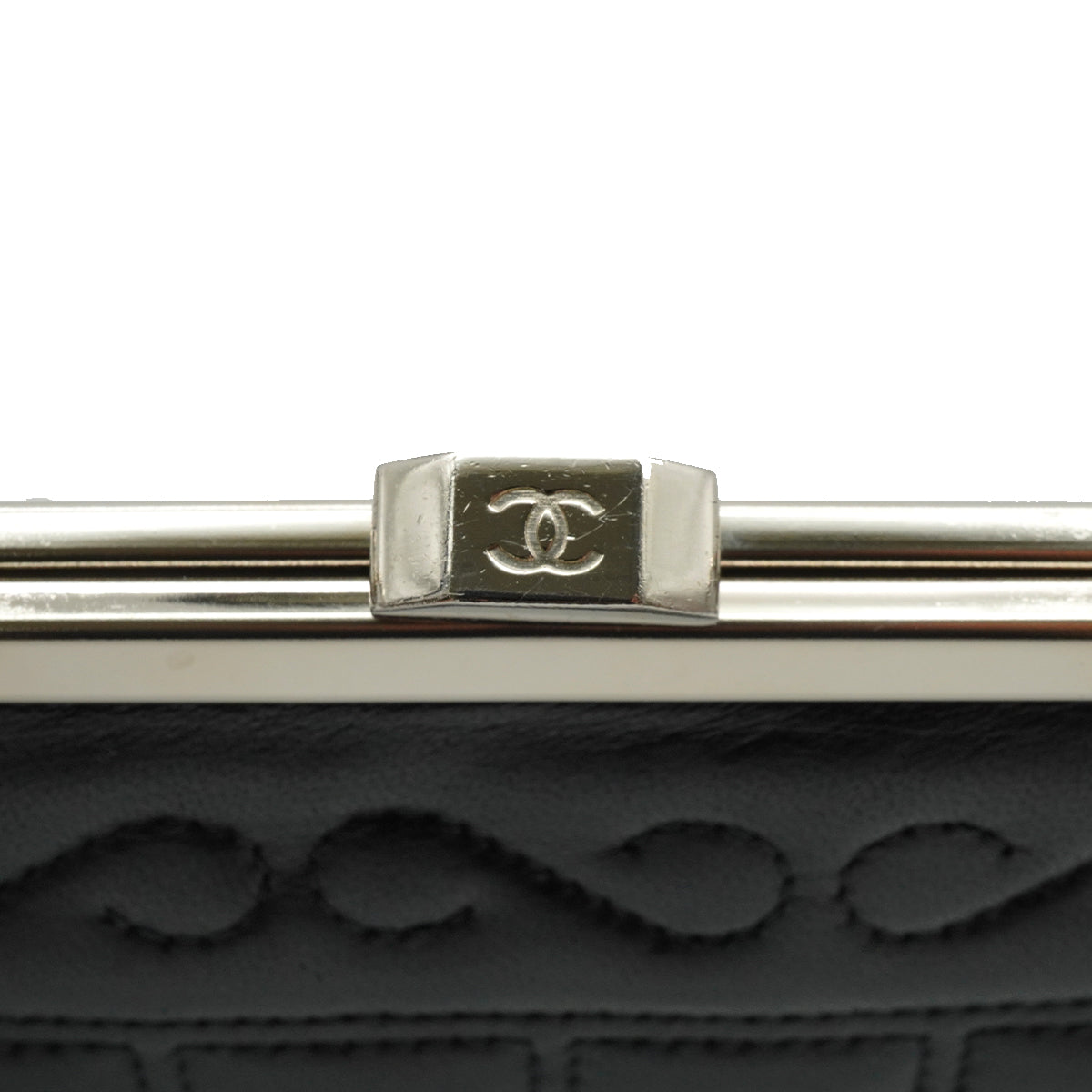 VINTAGE CHANEL MATELASSE COCOMARK RHINESTONE CHAIN SHOULDER BAG BLACK LAMB SKIN SILVER HARDWARE 90339834