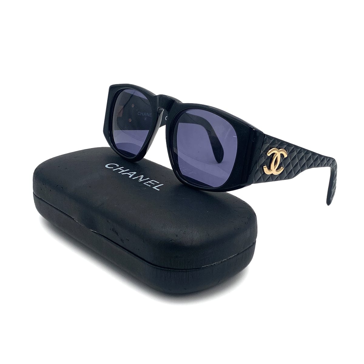 VINTAGE CHANEL MATELASSE COCOMARK SUNGLASSES BLACK EYEWEAR 90321181