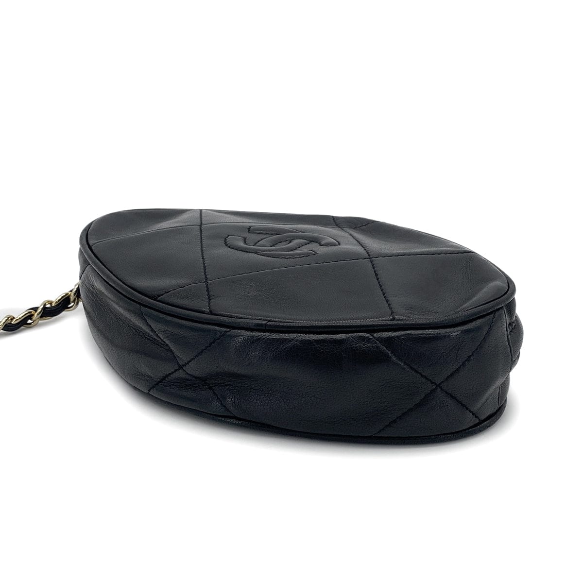 VINTAGE CHANEL COCOMARK MATELASSE FRINGE CHAIN CLUTCH BAG BLACK LAMB SKIN GOLD HARDWARE 90319667