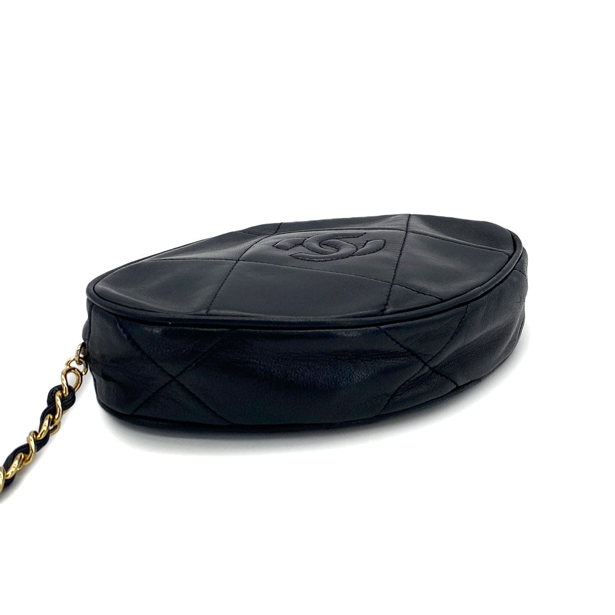 VINTAGE CHANEL COCOMARK MATELASSE FRINGE CHAIN CLUTCH BAG BLACK LAMB SKIN GOLD HARDWARE 90319667
