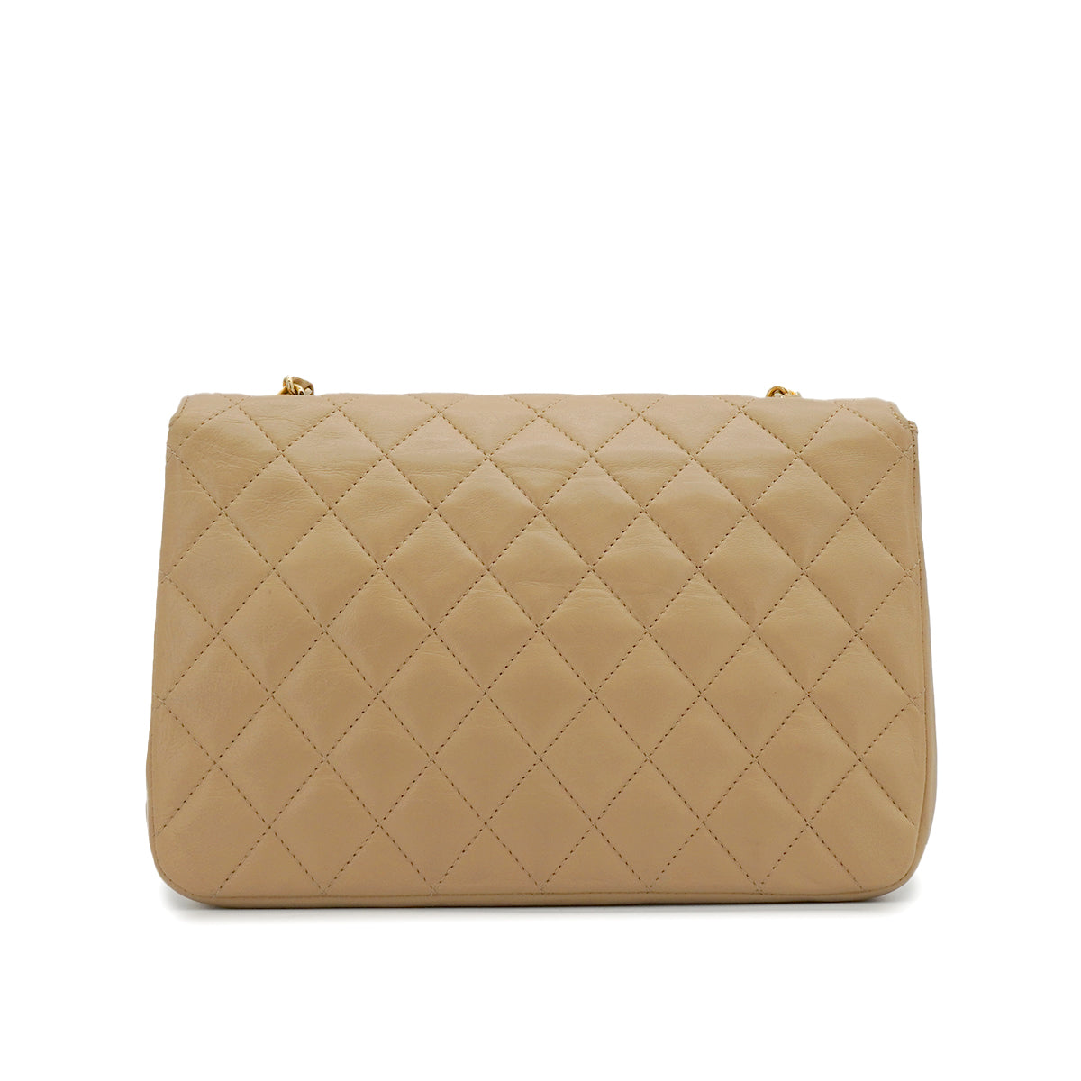 VINTAGE CHANEL MATELASSE HALF MOON CHAIN SHOULDER BAG BEIGE LAMB SKIN 90340157
