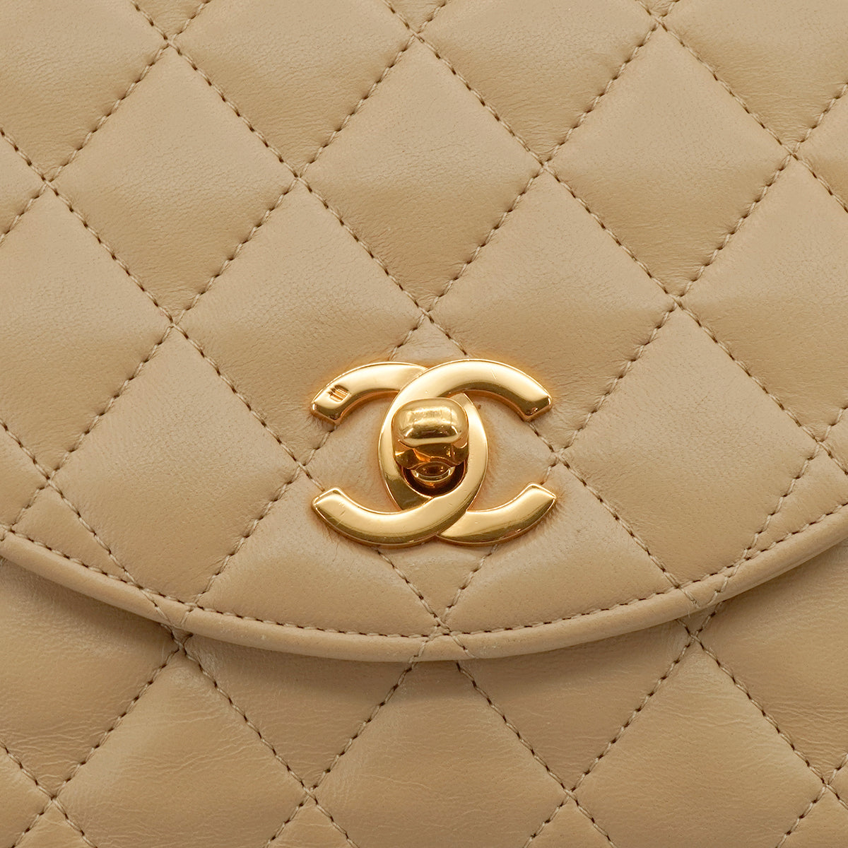 VINTAGE CHANEL MATELASSE HALF MOON CHAIN SHOULDER BAG BEIGE LAMB SKIN 90340157