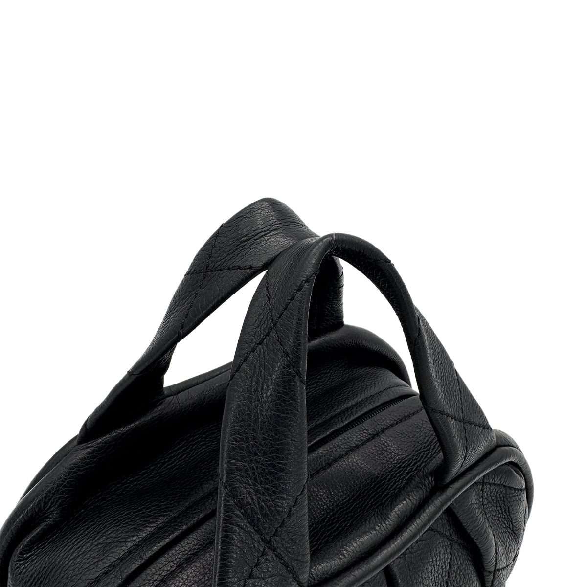 VINTAGE CHANEL MATELASSE HAND BAG BLACK LEATHER SILVER HARDWARE 90317186