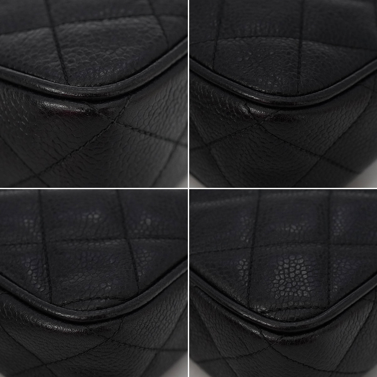 VINTAGE CHANEL MATELASSE MINI CHAIN SHOULDER BAG BLACK CAVIR SKIN GOLD HARDWARE 90341886