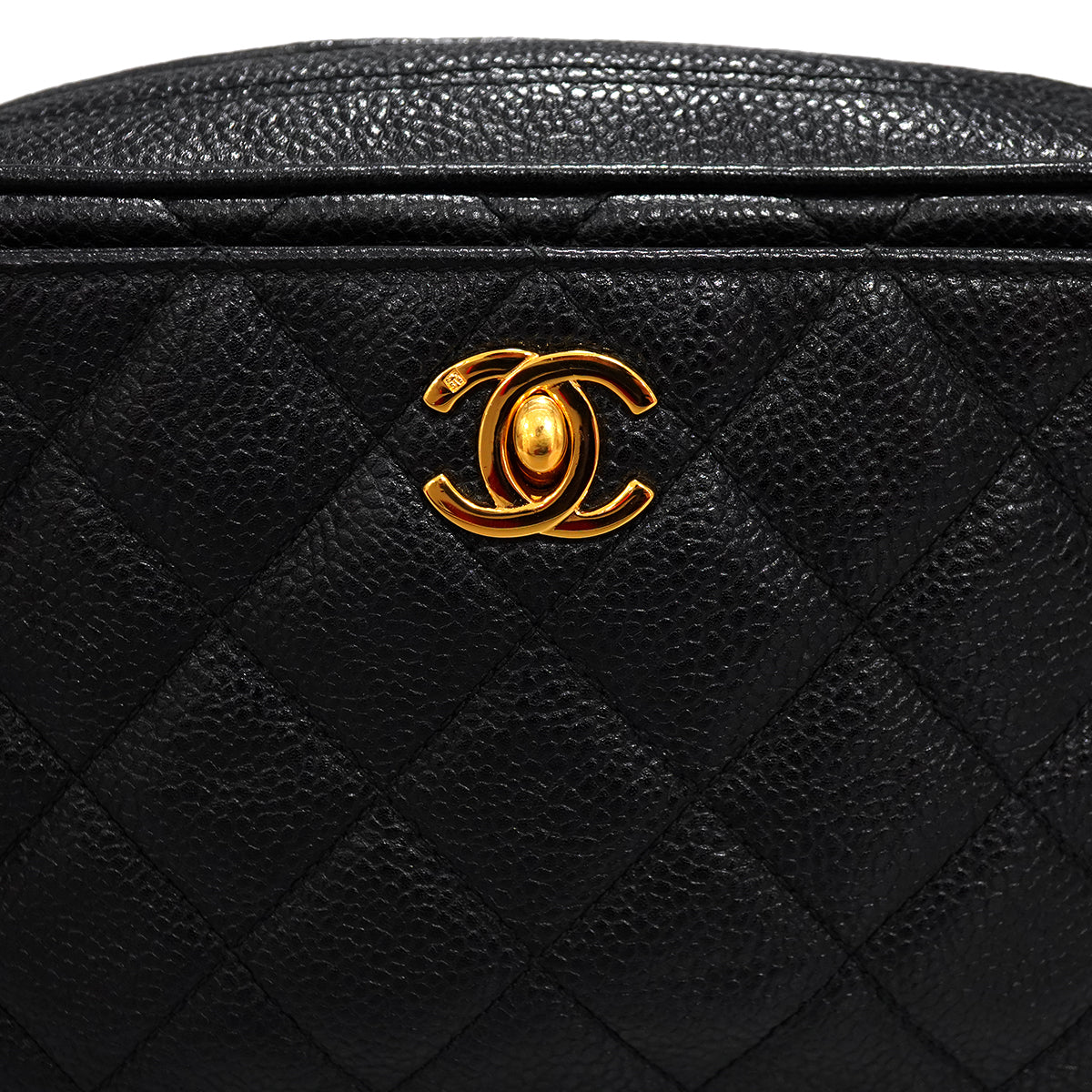 VINTAGE CHANEL MATELASSE MINI CHAIN SHOULDER BAG BLACK CAVIR SKIN GOLD HARDWARE 90341886