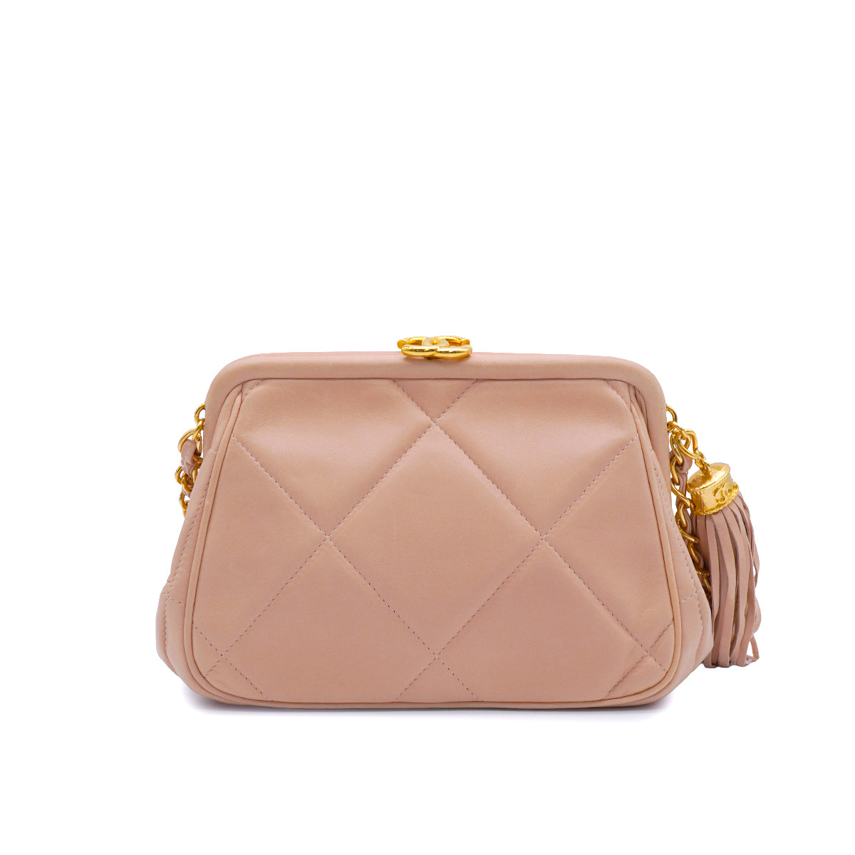VINTAGE CHANEL COCOMARK  MATELASSE SHOULDER BAG FRINGE PINK GOLD HARDWARE 90346874