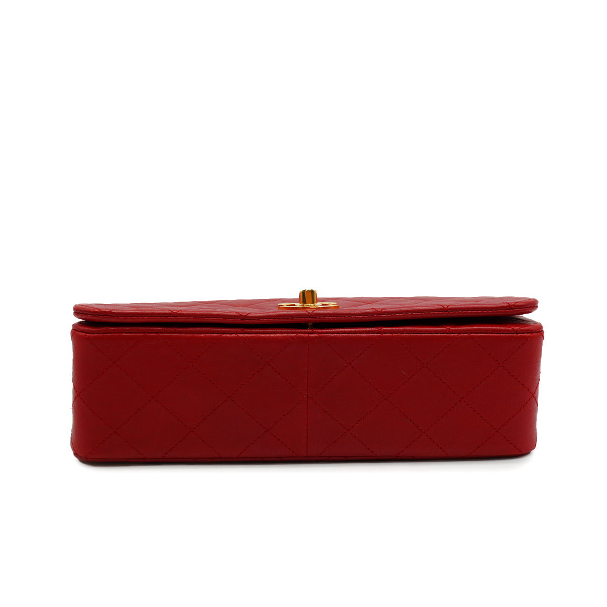 VINTAGE CHANEL MATERASSE FULL FLAP CHAIN SHUOLDER BAG RED LAMB SKIN GOLD HARDWARE 90346116