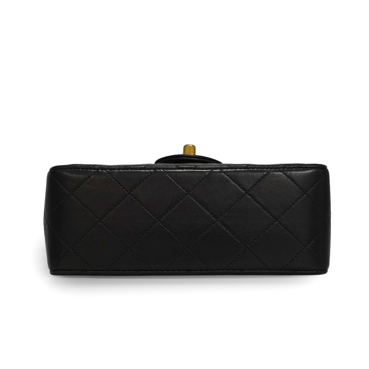 VINTAGE CHANEL MINI SQUARE 17 CHAIN SHOULDER BAG BLACK LAMB SKIN GOLD HARDWARE 90338885