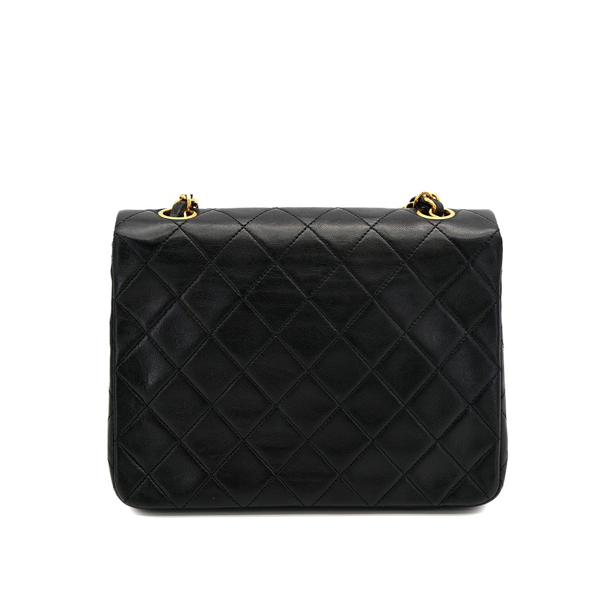 VINTAGE CHANEL MINI MATELASSE CHAIN SHOULDER BAG BLACK LAMB SKIN GOLD HARDWARE 90319924