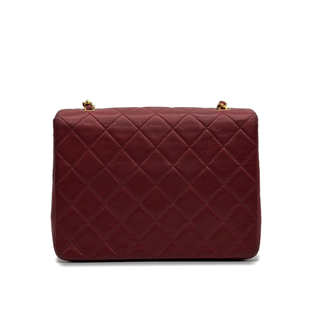 VINTAGE CHANEL MINI MATELASSE CHAIN SHOULDER BAG RED LAMB SKIN GOLD HARDWARE 90329210