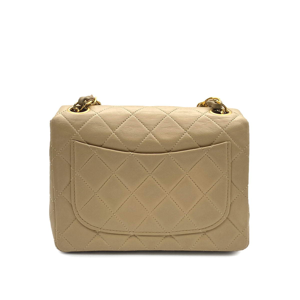 VINTAGE CHANEL MINI SQUARE 17 CHAIN SHOULDER BAG BEIGE LAMB SKIN 90314338