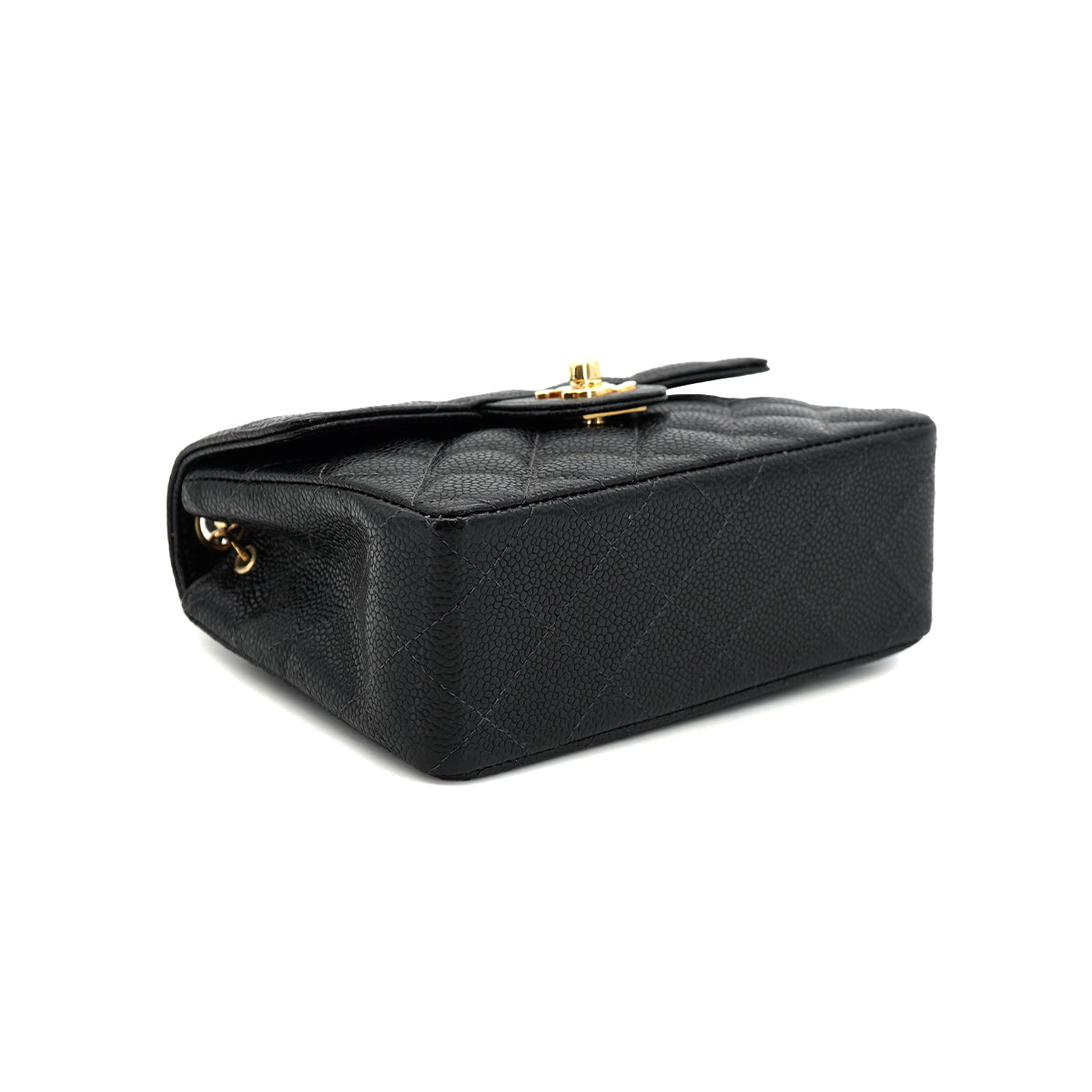 VINTAGE CHANEL MINI SQUARE 17 CHAIN SHOULDER BAG BLACK CAVIAR SKIN GOLD HARDWARE 90335587
