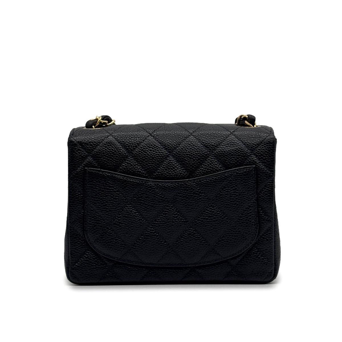 VINTAGE CHANEL MINI SQUARE 17 CHAIN SHOULDER BAG BLACK CAVIAR SKIN GOLD HARDWARE 90328928