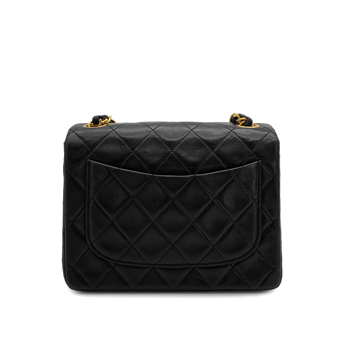 VINTAGE CHANEL MINI SQUARE 17 CHAIN SHOULDER BAG BLACK LAMB SKIN 90324819