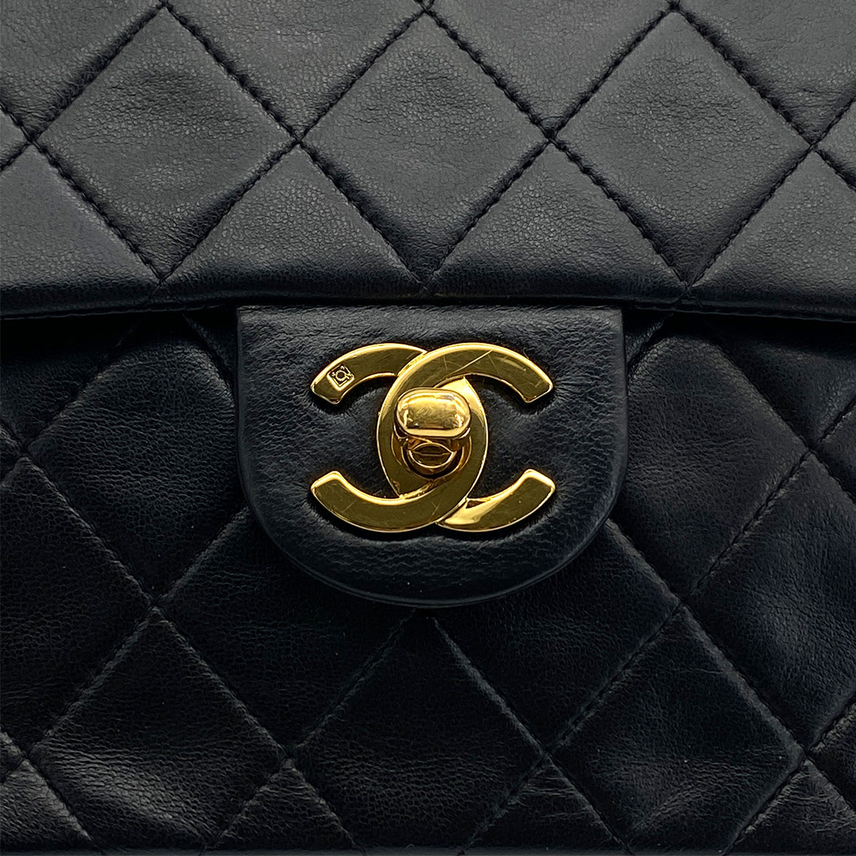 VINTAGE CHANEL MINI SQUARE 17 CHAIN SHOULDER BAG BLACK LAMB SKIN 90324819