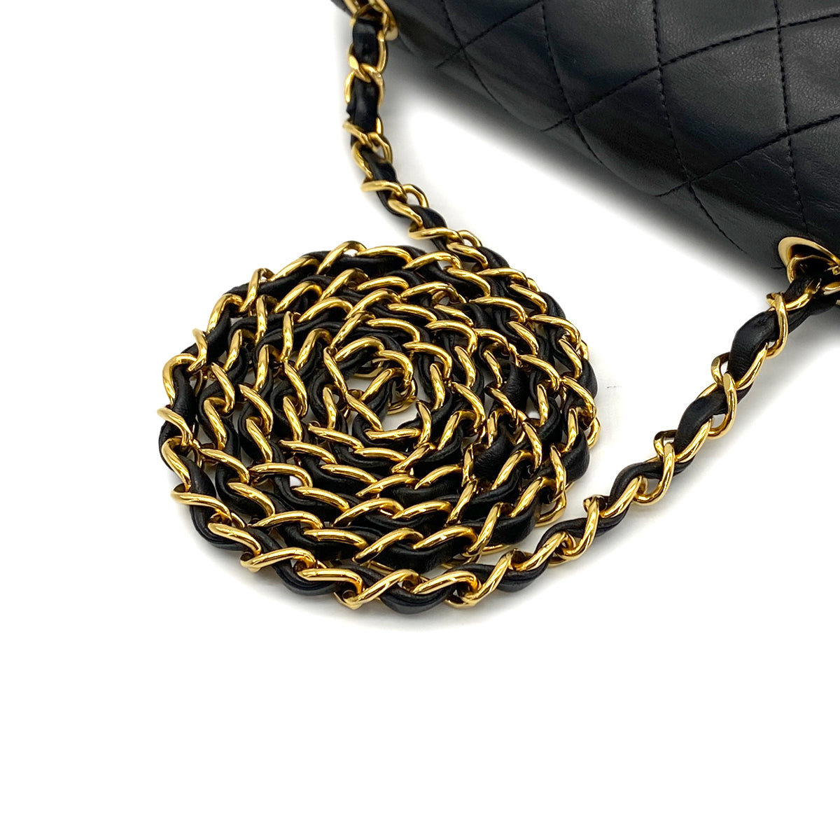 VINTAGE CHANEL MINI SQUARE 17 CHAIN SHOULDER BAG BLACK LAMB SKIN 90324819