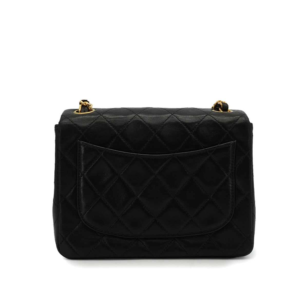 VINTAGE CHANEL MINI SQUARE 17 CHAIN SHOULDER BAG BLACK LAMB SKIN GOLD HARDWARE 90340165
